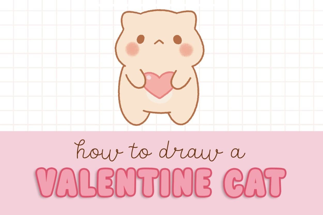 How to Draw a Cute Valentine Cat Draw Cartoon Style