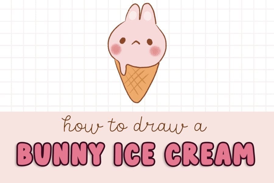 how to draw a bunny ice cream, cute kawaii ice cream, adorable bunny ice cream